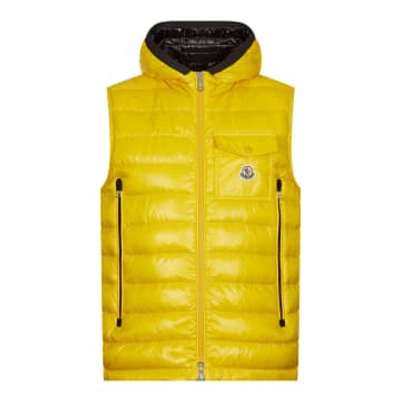 Moncler Chest Logo-patch Padded Gilet In Yellow