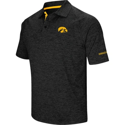 Colosseum Black Iowa Hawkeyes Down Swing Polo