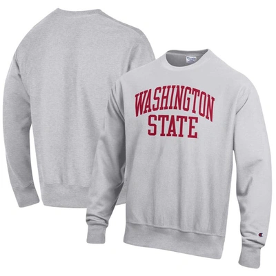 Champion Heathered Gray Washington State Cougars Arch Reverse Weave Pullover Sweatshirt In Heather Gray