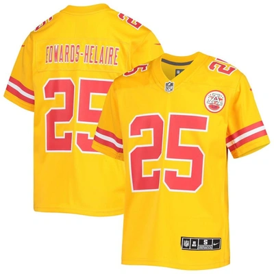 Nike Kids' Youth  Clyde Edwards-helaire Gold Kansas City Chiefs Inverted Team Game Jersey