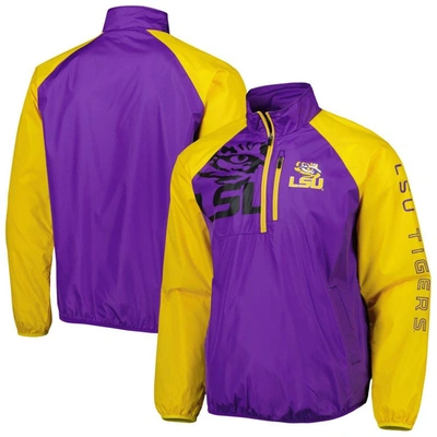 G-iii Sports By Carl Banks Men's  Purple, Yellow Lsu Tigers Point Guard Raglan Half-zip Jacket In Purple,yellow
