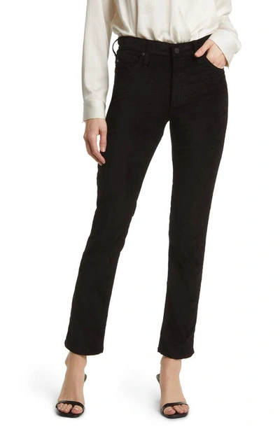 Ag Mari High Waist Slim Ankle Straight Leg Jeans In Super Black