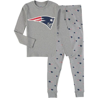 Outerstuff Kids' Youth Heathered Grey New England Patriots Long Sleeve T-shirt & Trousers Sleep Set