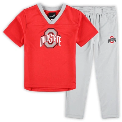 Outerstuff Kids' Preschool Scarlet/gray Ohio State Buckeyes Red Zone Jersey & Pants Set