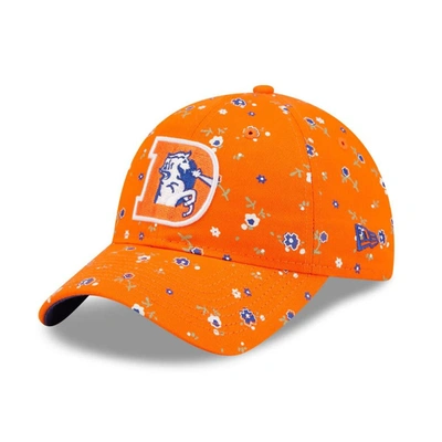 New Era Orange Denver Broncos  Floral 9twenty Adjustable Hat