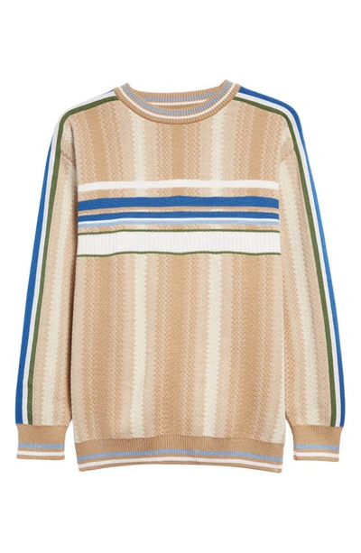 Ahluwalia Ombré Stripe Merino Wool Sweater In Beige/ecru/blue