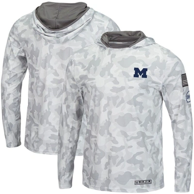 Colosseum Arctic Camo Michigan Wolverines Oht Military Appreciation Long Sleeve Hoodie Top