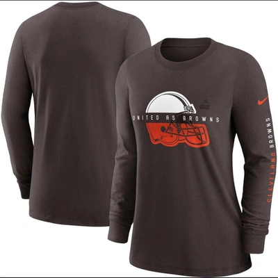 Nike Brown Cleveland Browns Prime Split Long Sleeve T-shirt
