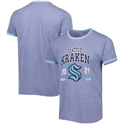 Fanatics Branded Heathered Deep Sea Blue Seattle Kraken Buzzer Beater Tri-blend Ringer T-shirt In Heather Navy