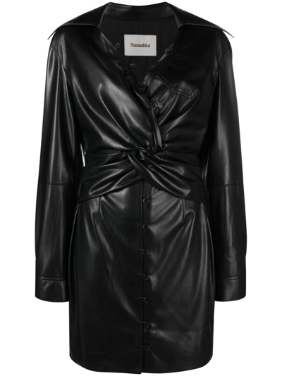 Nanushka Marto Faux Leather Mini Dress In Black
