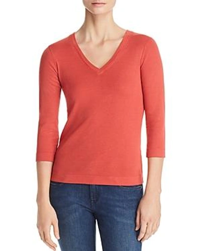 Three Dots V-neck Top In Lady Apple