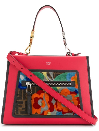 Fendi Small Runaway Floral Tappetino Leather Tote - Red