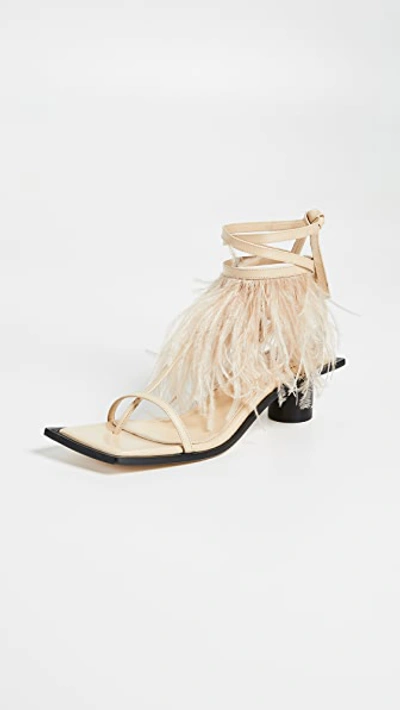 Helmut Lang Gladiator Feather Mid Heel Sandal