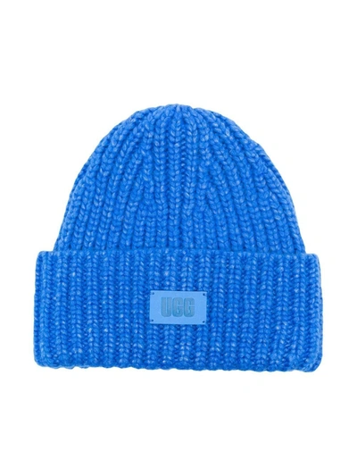 Ugg Ribbed-knit Beanie Hat In Blue