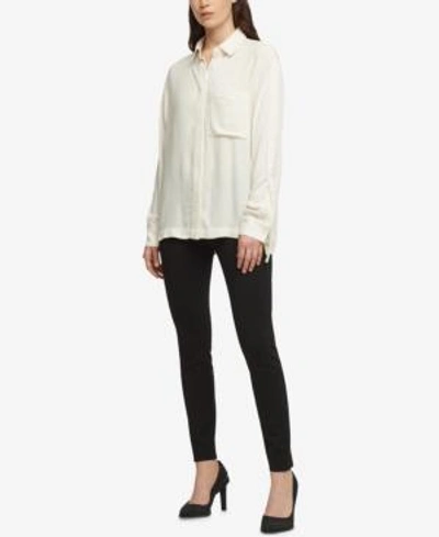 Dkny Roll-tab Shirt, Created For Macy's In Ivory