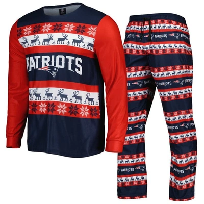 Foco Navy New England Patriots Team Ugly Pajama Set