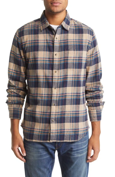 Marine Layer Balboa Classic Fit Plaid Stretch Flannel Button-up Shirt In Oat Plaid
