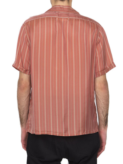 Maison Margiela Regimental Stripe Short Sleeved Shirt In Pink