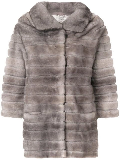 Adam Jones Oversized Fur Coat In Grey