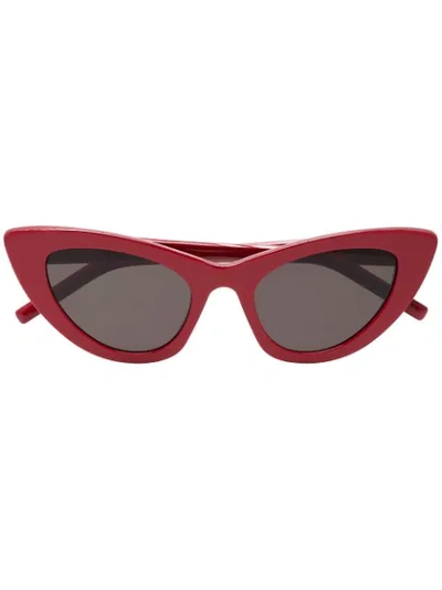 Saint Laurent New Wave 213 Lily Cat-eye Sunglasses In Rouge/gris