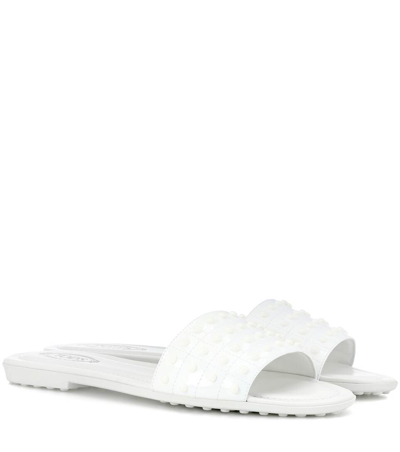 Tod's Gommini Studded Slide Sandal In White