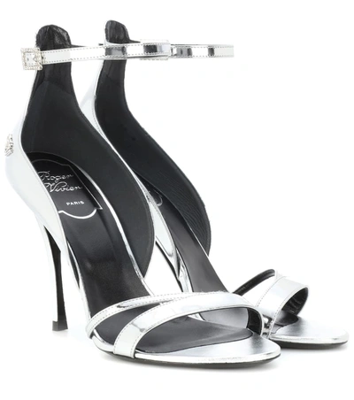 Roger Vivier Metallic Leather Sandals In Silver