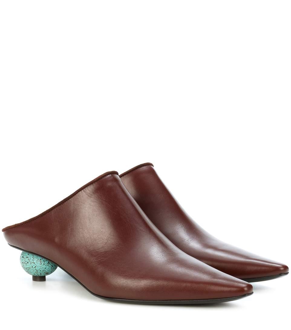 Loewe Egg-heel Point-toe Leather Mules 