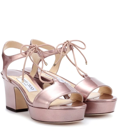 Jimmy Choo Belize 65 Patent Leather Sandals In Pink