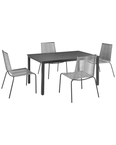 Crosley Fenton 5 Piece Outdoor Wicker Metal Dining Set In Gray