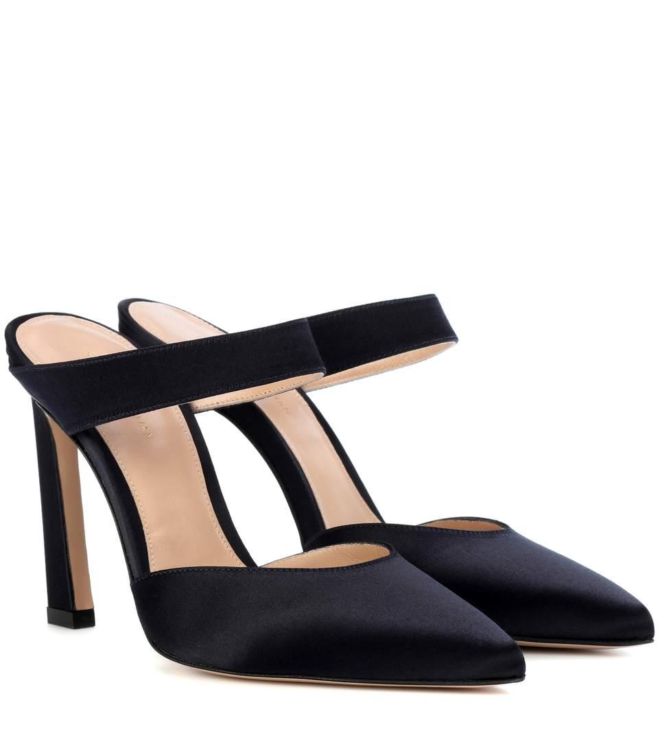 stuart weitzman satin mules