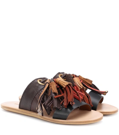 See By Chloé Tasselled Leather Slides In Brown