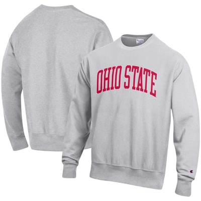 Champion Heathered Gray Ohio State Buckeyes Arch Reverse Weave Pullover Sweatshirt