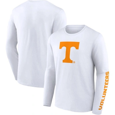 Fanatics Branded White Tennessee Volunteers Double Time 2-hit Long Sleeve T-shirt