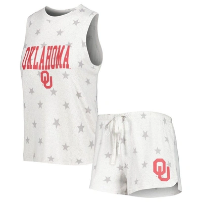 Concepts Sport Cream Oklahoma Sooners Agenda Stars Tank Top And Shorts Sleep Set