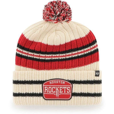 47 ' Cream Houston Rockets Hone Patch Cuffed Knit Hat With Pom