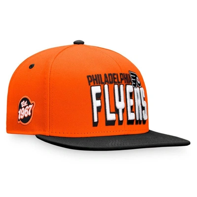 Fanatics Men's  Branded Orange, Black Philadelphia Flyers Heritage Retro Two-tone Snapback Hat In Orange,black