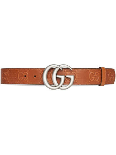Gucci Gg Marmont Belt In Braun