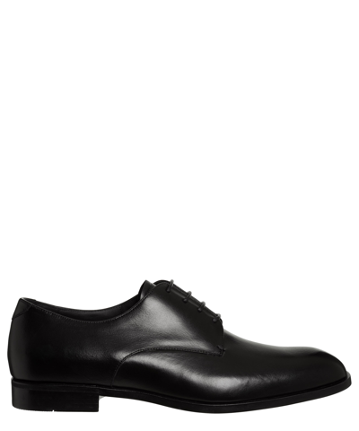 Emporio Armani Leather Laced Shoes In Black