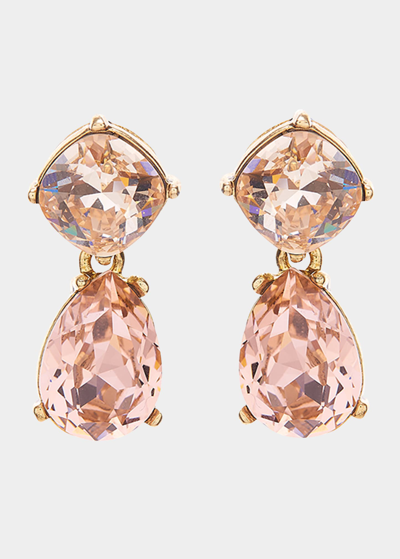 Oscar De La Renta Gallery Crystal Small Earrings In Rose Multi