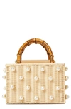 Btb Los Angeles Chloe Pearl Beaded Top-handle Box Bag In White Pearl