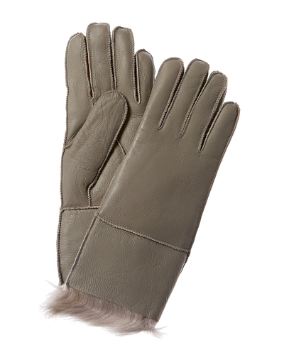 Surell Accessories Leather Gloves In Grey
