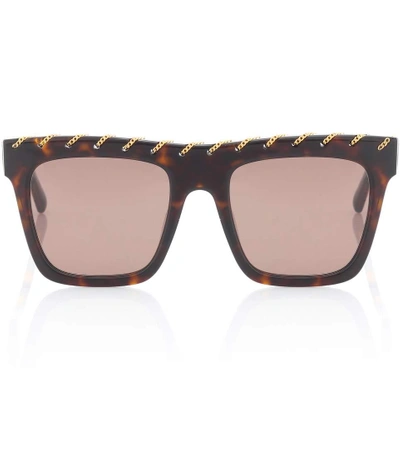 Stella Mccartney Falabella Chain Square Sunglasses In Brown