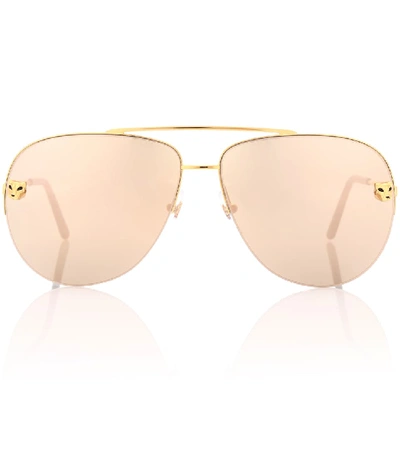 Cartier Panthère De  Aviator Sunglasses In Gold