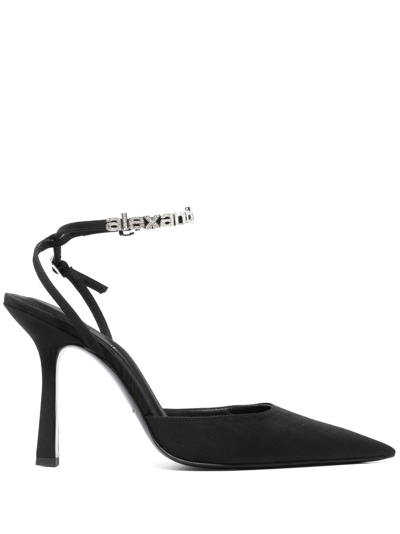 Alexander Wang Delphine Crystal Logo Pointed Toe Pump In Black