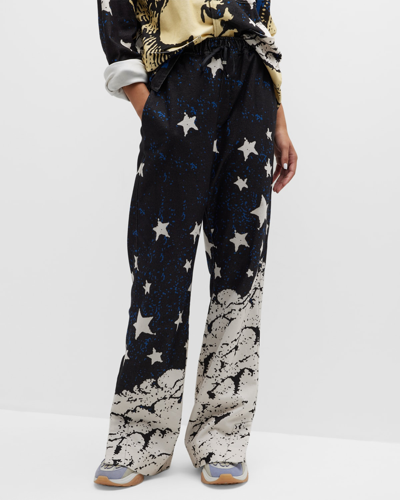 Amiri Moon-print Elasticated-waist Pyjama Trousers In Black