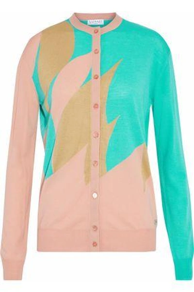 Vionnet Woman Wool, Cashmere And Silk-blend Cardigan Turquoise