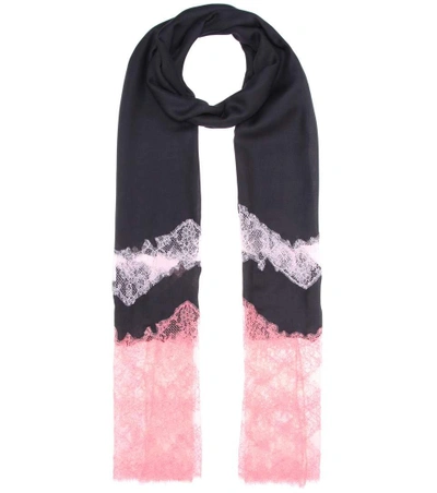 Valentino Cashmere-blend And Lace Scarf In Black