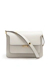 Marni Trunk Medium Leather Shoulder Bag In Light Grey