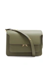 Marni Trunk Medium Leather Shoulder Bag In Khaki