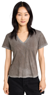 Cotton Citizen Standard V-neck Tee In Vintage Espresso In Grey